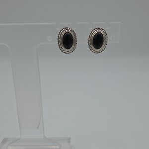 Sterling Silver Black Onyx Oval Earrings